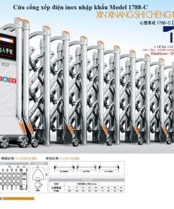 Cửa cổng xếp inox nhập khẩu Model 1788-C