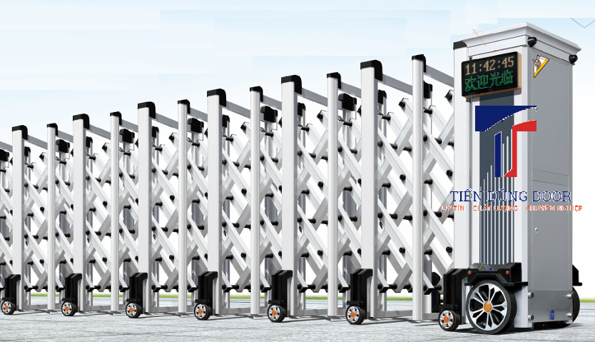 Cổng xếp hợp kim nhôm tự động nhập khẩu